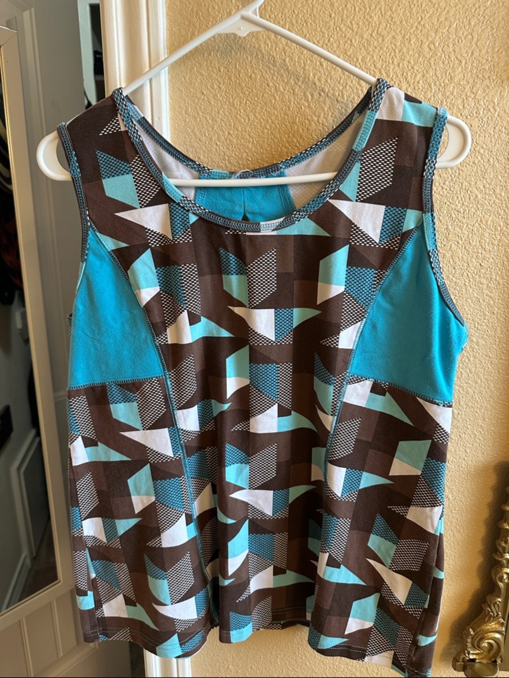 Geometric Pattern blouse - Brown and Blue